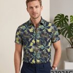 J.Hampstead 100% Pure Giza Cotton Blended Printed pattern Multi colour Unstitched Shirt Fabric of 1.6 meters / VV2392AG