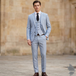 Raymond Champions Collection made from Super 90s wool ultra fit Blue checkered unstitched suit fabric of 3.5 Mts / VV2690