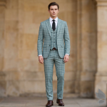 Raymond Champions Collection made from Super 90s Australian merino wool, ultra fit Green checkered unstitched suit fabric of 3.5 Mts / VV2694